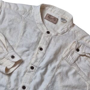 Scully Mens XL Ivory Western‎ Ranch Frontier Band Collar Cotton Shirt